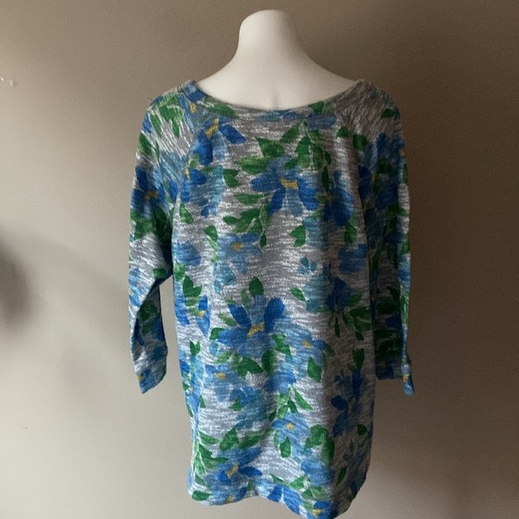 Ruby Rd. Women’s Gray Blue Floral Fleece Sweatshirt Size 2X Plus Size - Picture 2 of 4